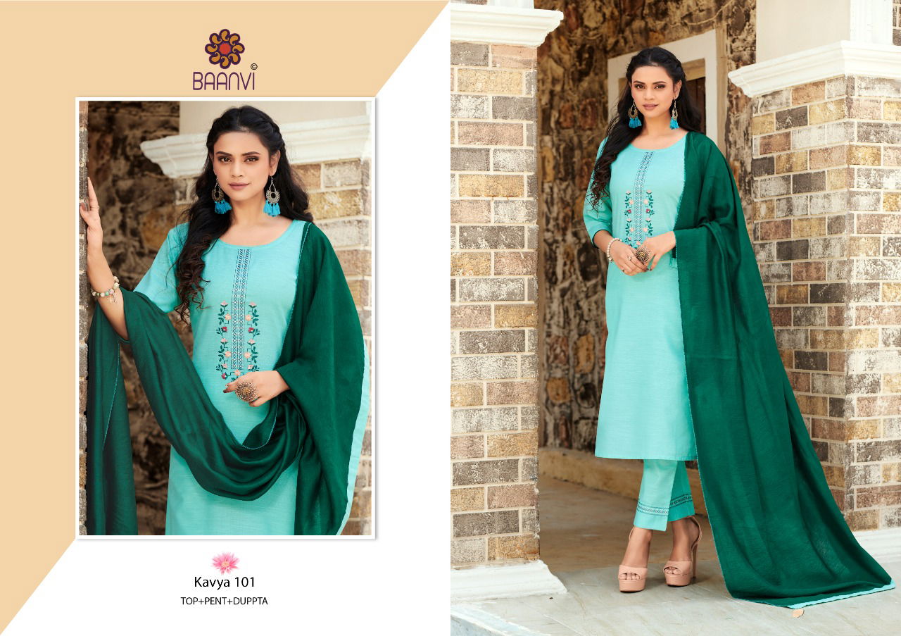 Baanvi Kavya Stylish Fancy Festive Wear Cotton With Embroidered Ready Made Collection
